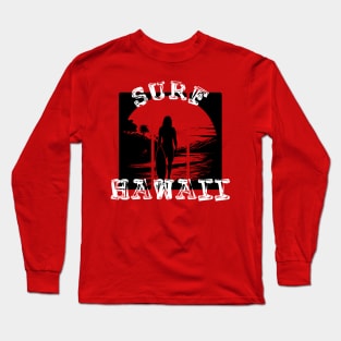 Surf Hawaii (White & Black) Long Sleeve T-Shirt